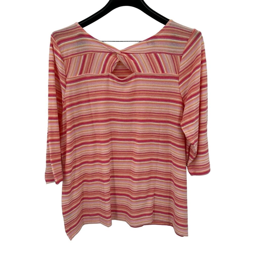 Talbots Top Size 2Xp 2X Petite Women's Pink Colorful 3/4 Sleeve Boat Neck Cotton - Picture 7 of 11